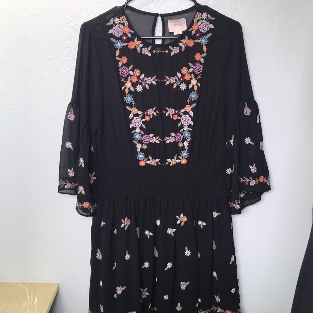 Anthropologie Embroidered Mini Dress